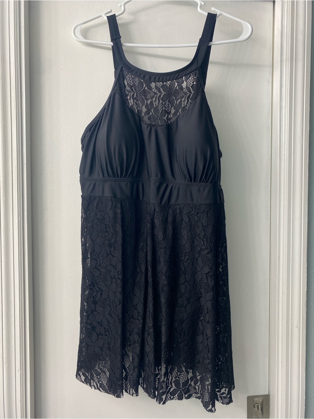 BloomChic Black Lace Babydoll Swim Dress